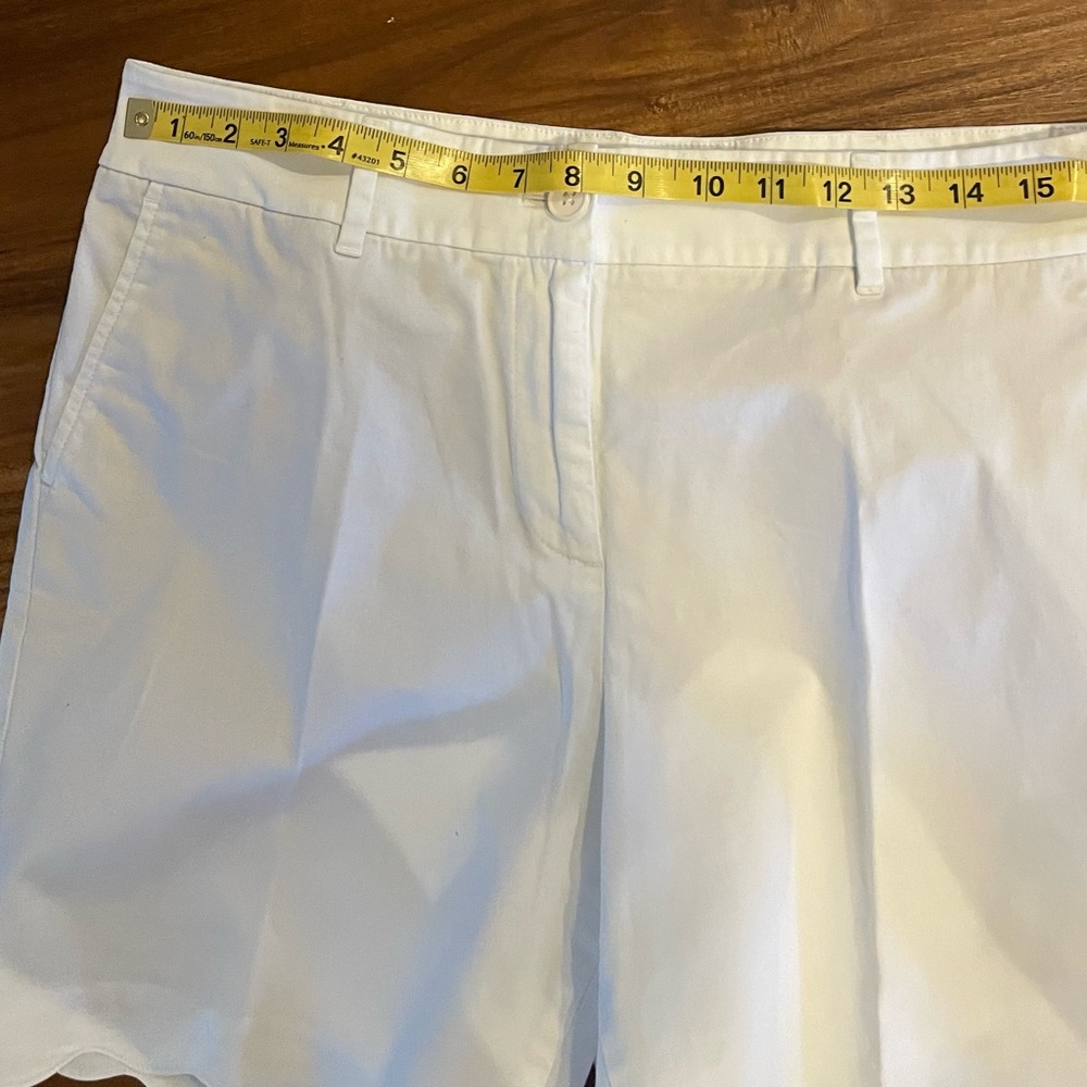 Talbots White Bermuda Shorts with Scalloped Hem - Picture 2 of 5